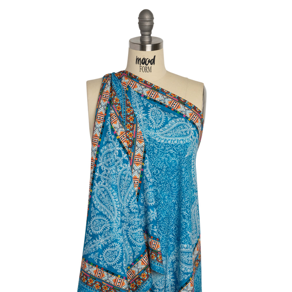 Mood Exclusive Blue Bandana Bonanza Stretch Sustainable Rayon Batiste Panel - Joann Fabrics