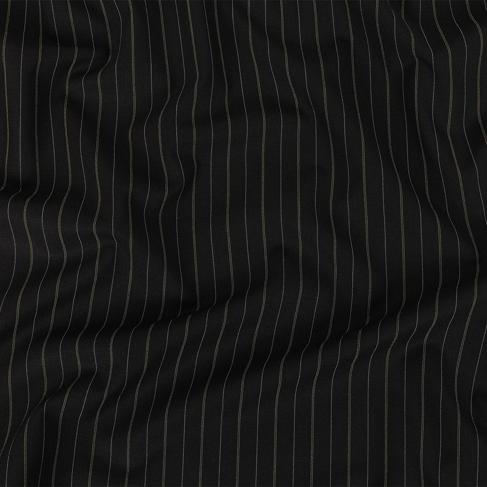 Liz Claiborne Jet Black and Beige Pinstriped Stretch Polyester Suiting - Joann Fabrics