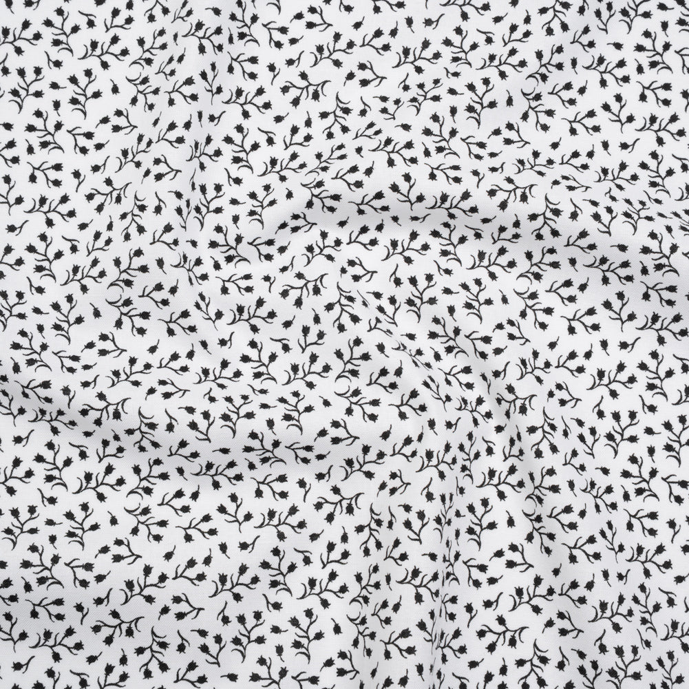 Printed Quilting Cotton by Patrick Lose for Northcott - Black on White Baby's Breath Floral - Basically Black & White Collection - Joann Fabrics