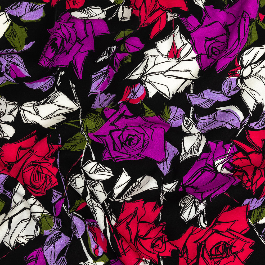 Mood Exclusive Black Painting the Roses Polyester Crepe - Joann Fabrics
