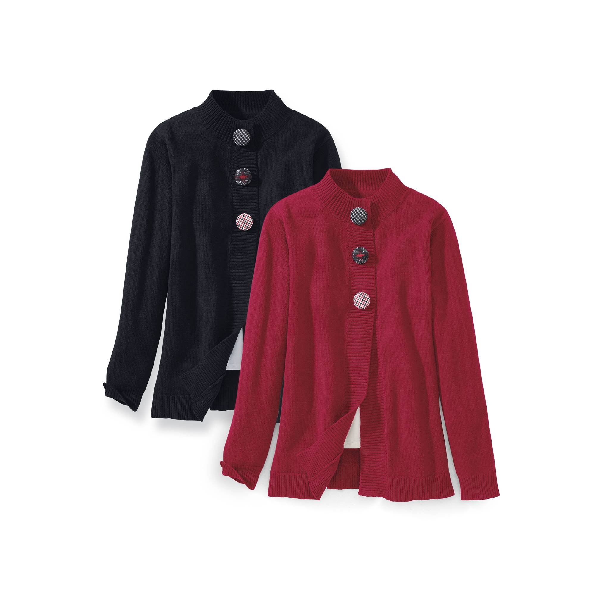 Nouveau Button Cardigan, Fabric Covered Buttons, Ribbed Trim - Northstyle Catalog
