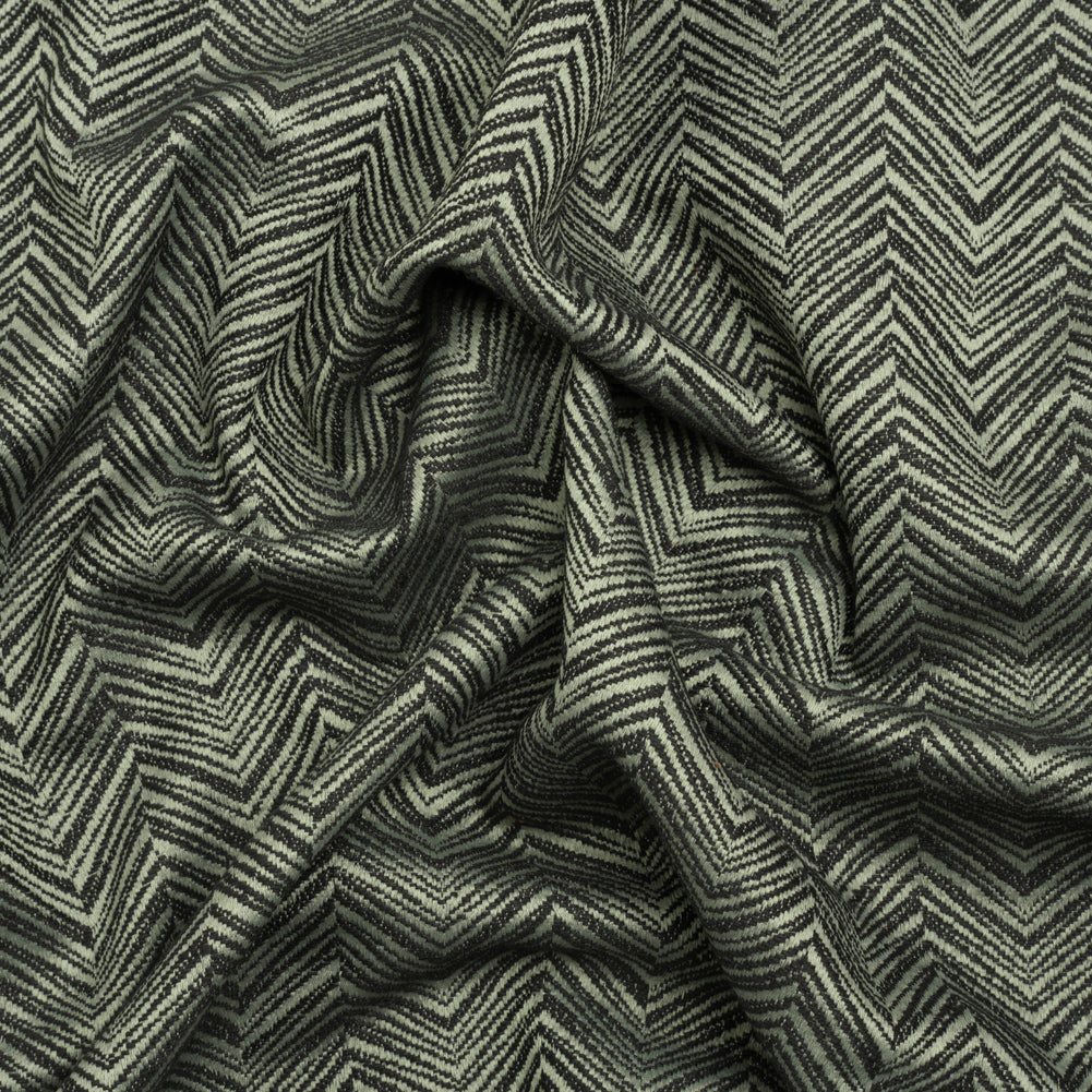 Herringbone Chevrons Recycled Polyester and Cotton Drapery Jacquard - Eucalyptus - British Imported - Joann Fabrics