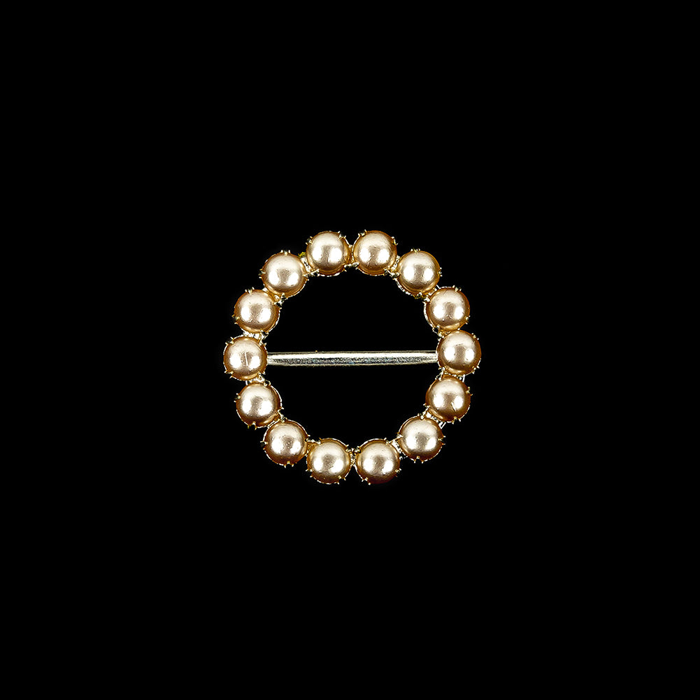 Vintage Czech Pearl and Silver Metal Slider - 1.875