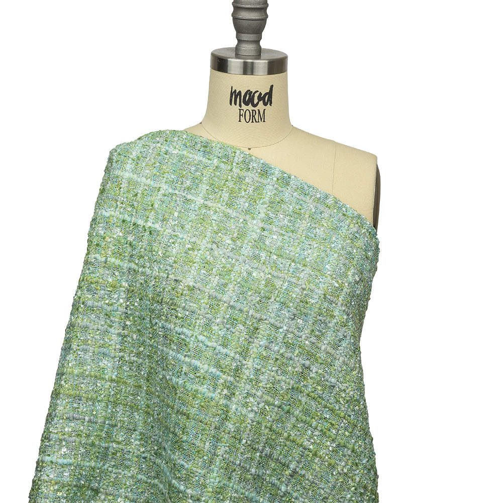 Viscose and Acrylic Chenille Tweed - Apple Green, Seafoam, and Light Gray - Newcastle Collection - Joann Fabrics