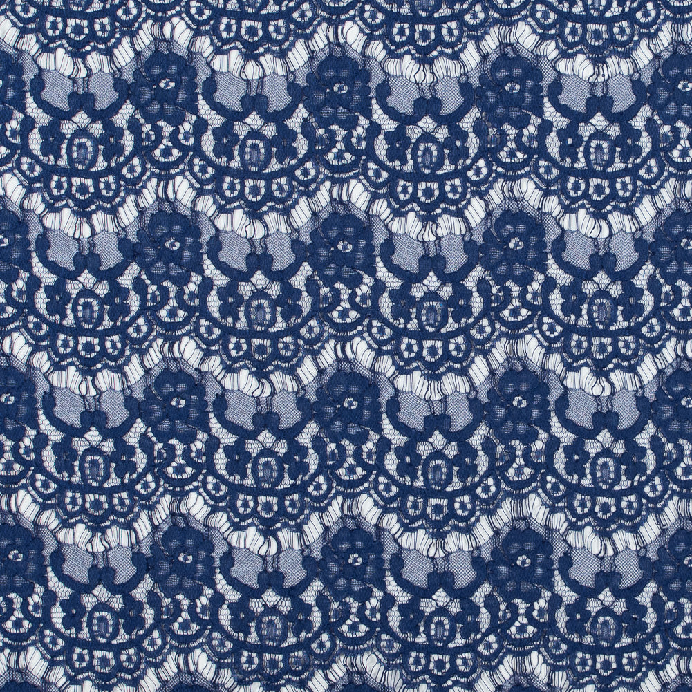 Stretch Corded Lace by Jay Godfrey - Mazarine Blue Floral Scallops - Joann Fabrics