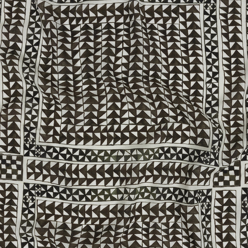 Lightweight Viscose-Linen Woven Print - Black and White Triangle Paths - Mood Exclusive Large Inverted Opposites - Joann Fabrics