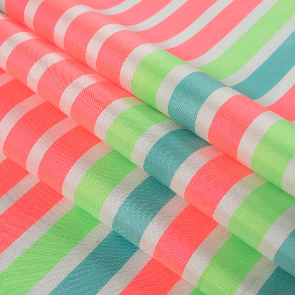 Neon Pink and Sea Green Striped Taffeta - Joann Fabrics