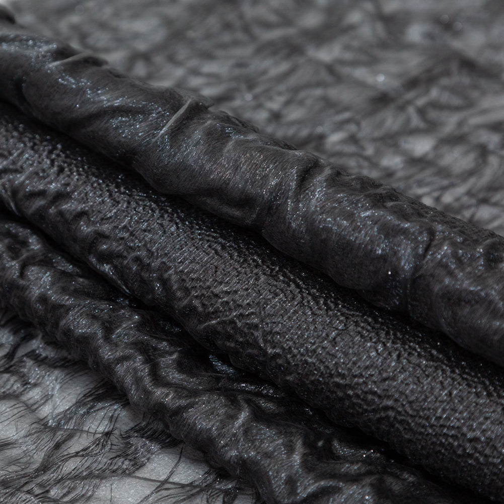 Metallic Double Layer Organza - Black and Silver Iridescent Stripes - Joann Fabrics
