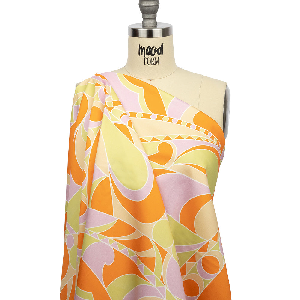 Stretch Cotton Sateen - Orange, Green and Purple Abstract - All Summer Long Print - Mood Exclusive Groove Collection - Joann Fabrics