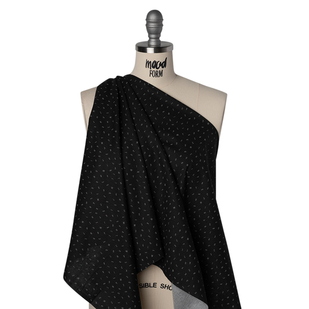 Printed Quilting Cotton by Ghazal Razavi for FIGO Studio - Black and Gray Jumbled Letters - Dusk Collection - Joann Fabrics