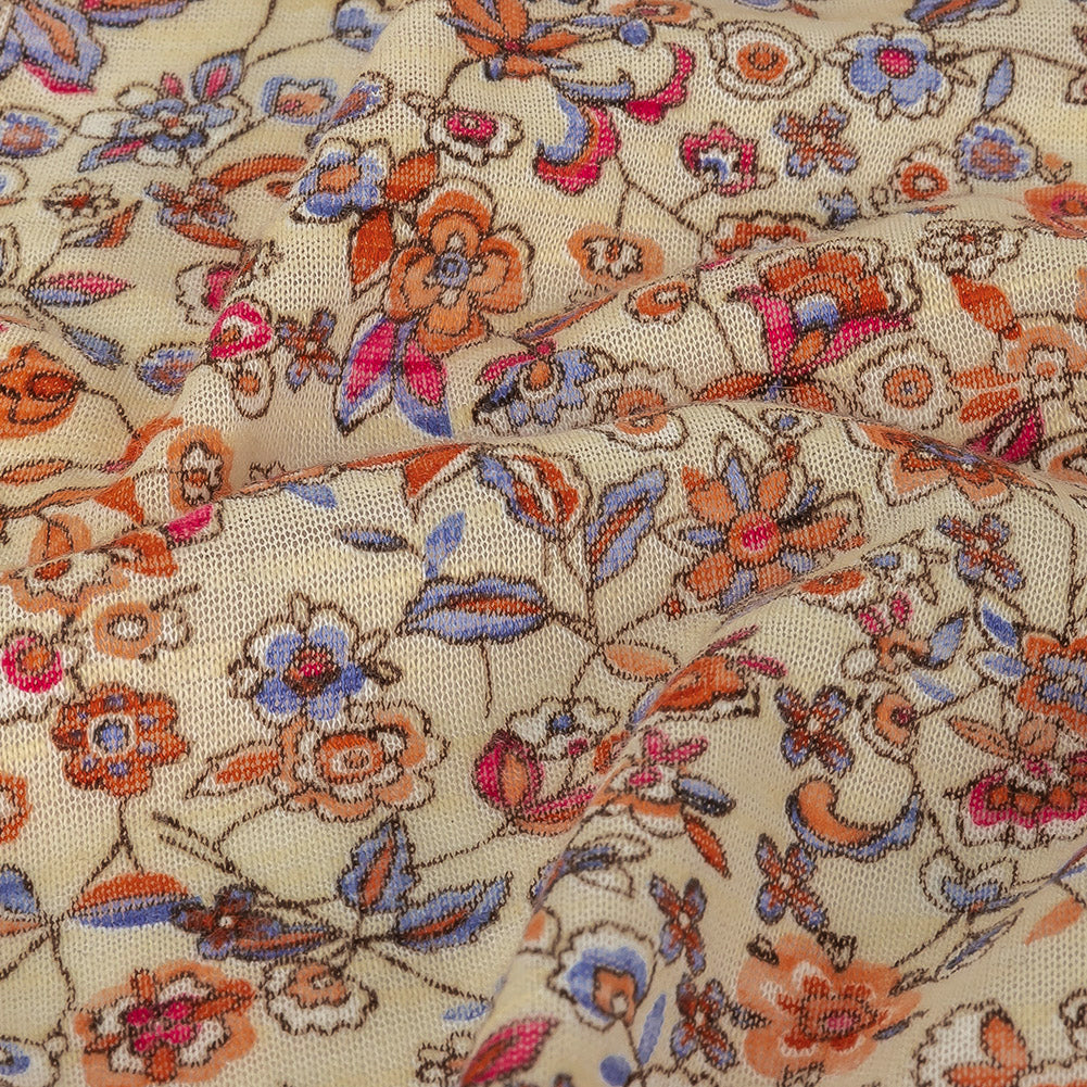 Shell, Red, and Blue Floral Polyester Jersey - Joann Fabrics