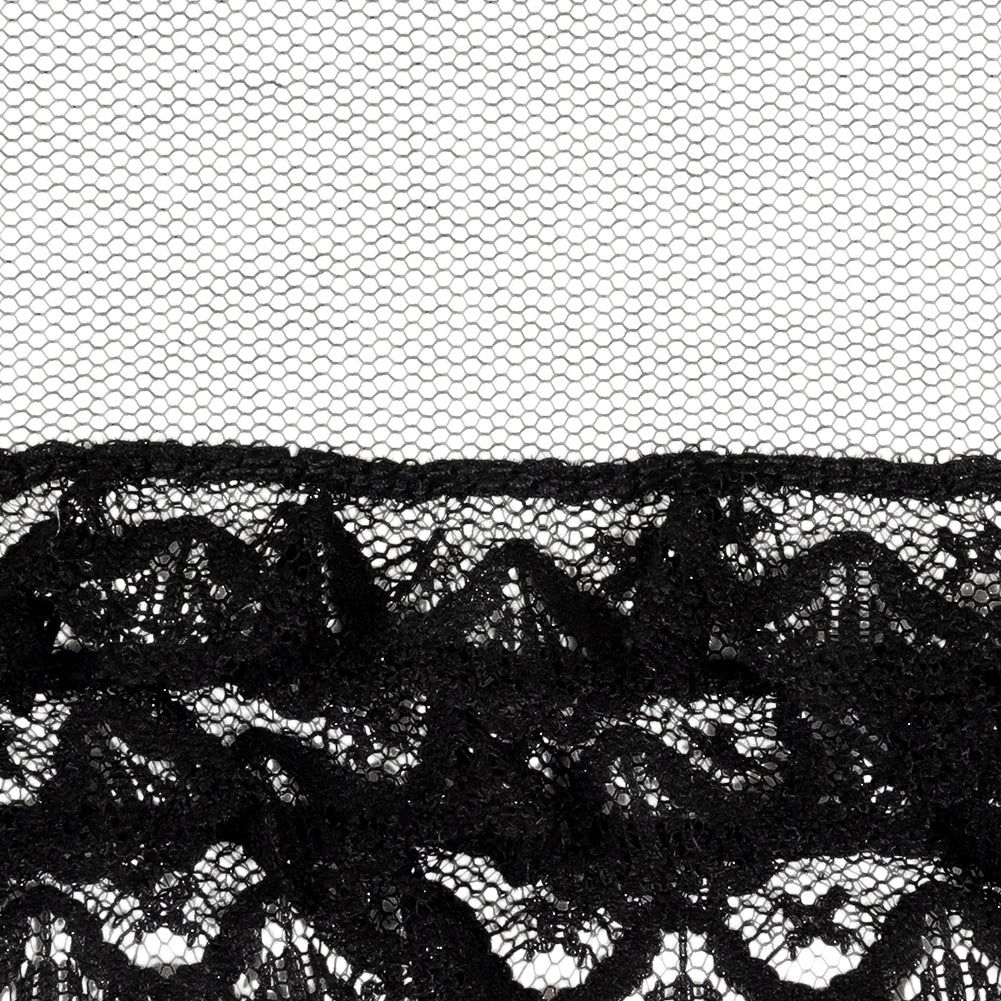 Black Shell Scalloped Three-Tier Ruffled Lace Trim - 4