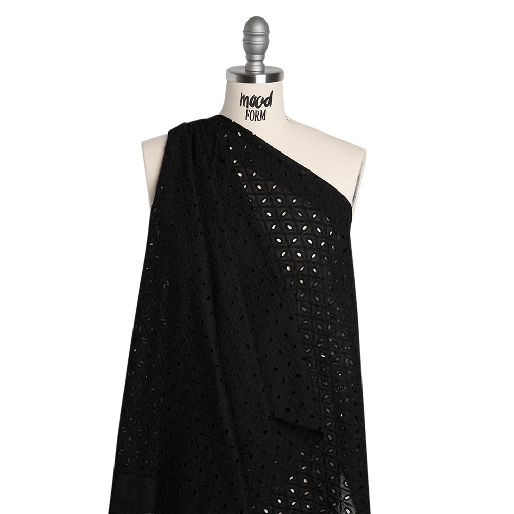 Embroidered Eyelet Cotton Voile - Black Ovals in Diamonds - Naomi Collection - Joann Fabrics