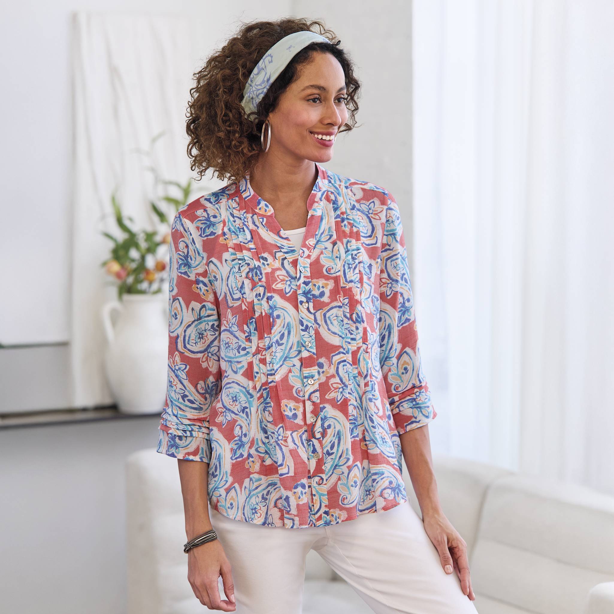 Pintuck Paisley Shirt - Northstyle Catalog