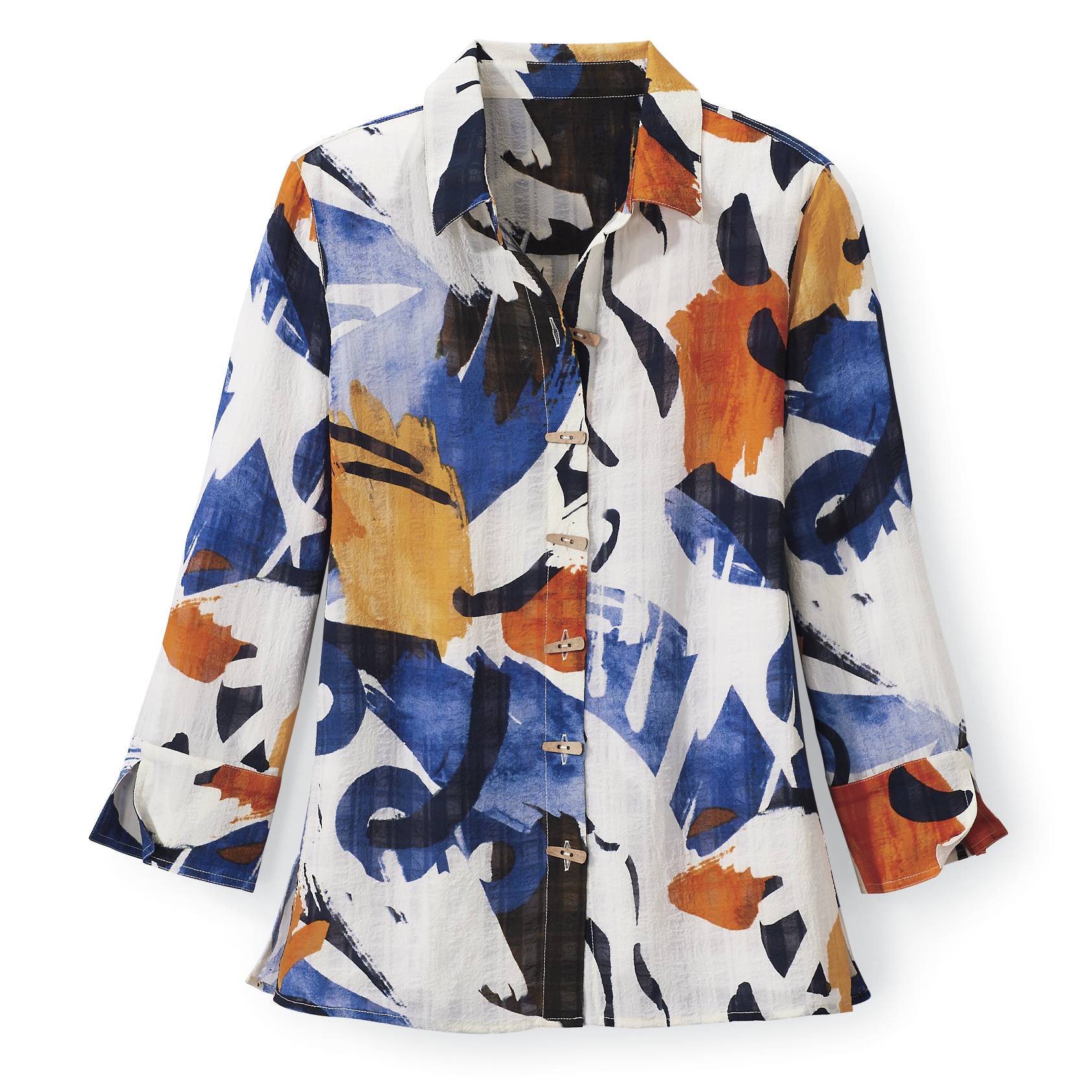 Splash Print Button Detail Shirt - Northstyle Catalog