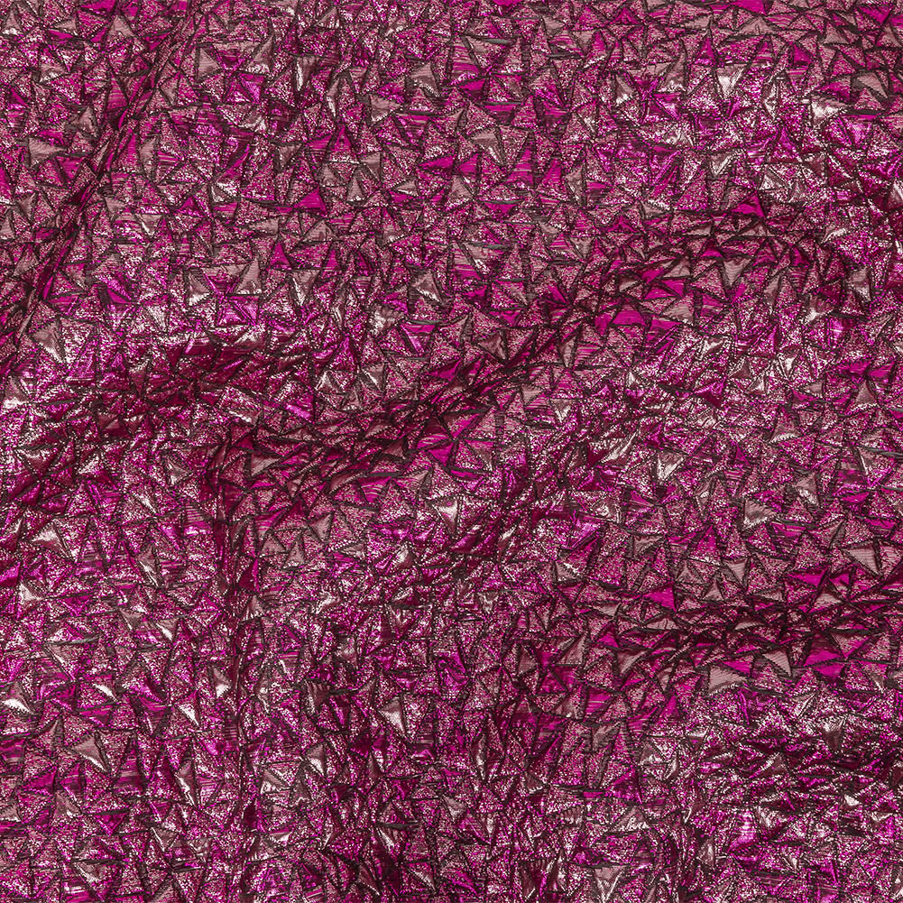 Mood Exclusive Metallic Fuchsia and Corsage Pink Tactile Triangles Luxury Brocade - Joann Fabrics