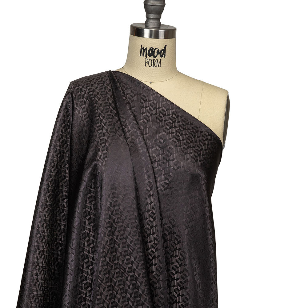 Black and Charcoal Faux 3D Boxes Jacquard Lining - Joann Fabrics