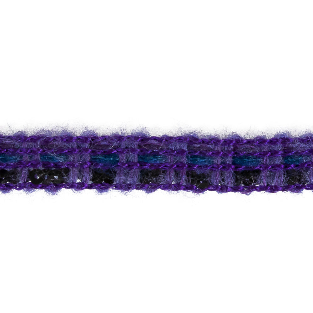 Purple, Black and Blue Sequins Boucle Trim - 0.5