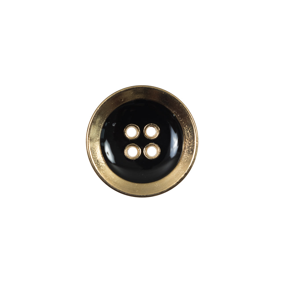 Italian Black and Gold Metal 4-Hole Button - 24L/15mm - Joann Fabrics