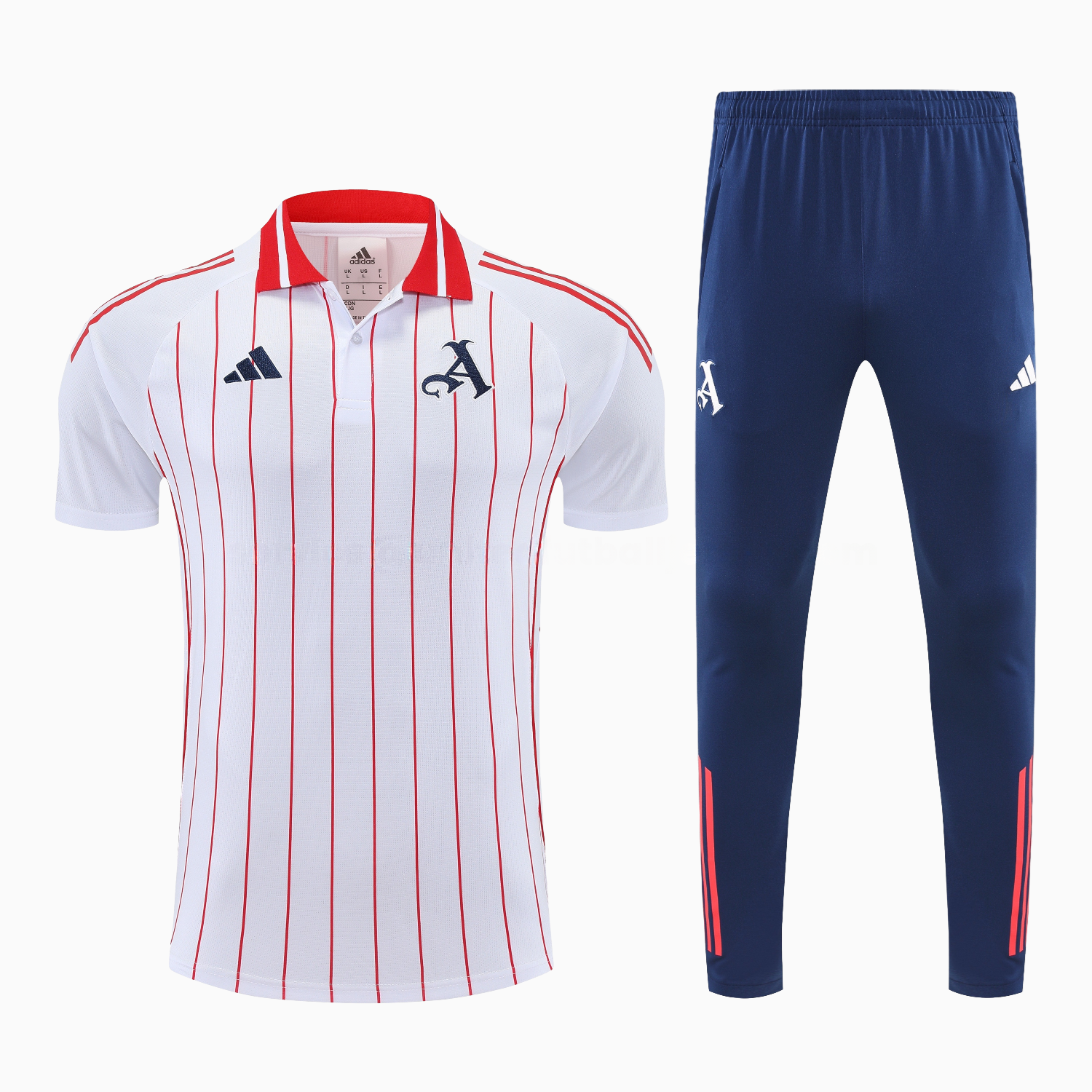 Arsenal 25-26 POLO Short-Sleeve Training Set - White Top and Deep Blue Pants - UnitedFutballJersey