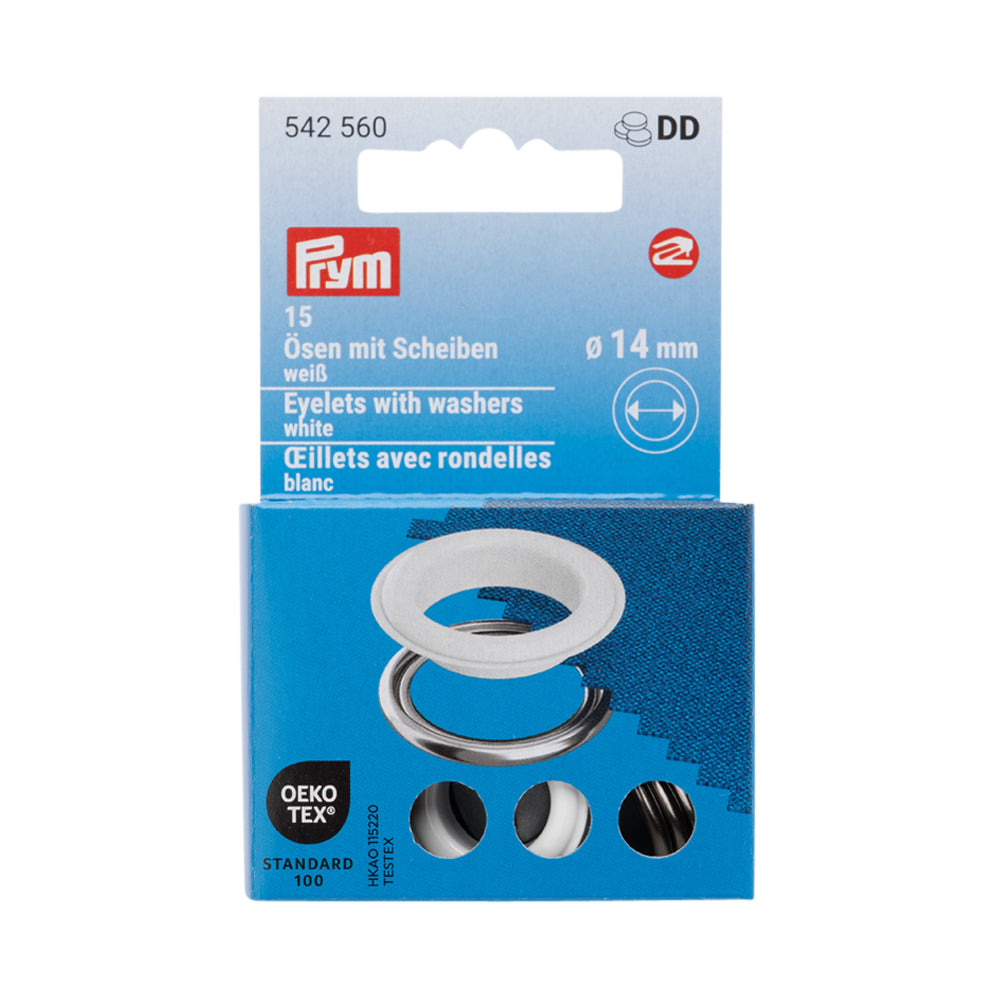 Prym Eyelets with Washers - White 14mm - 15pc - Joann Fabrics