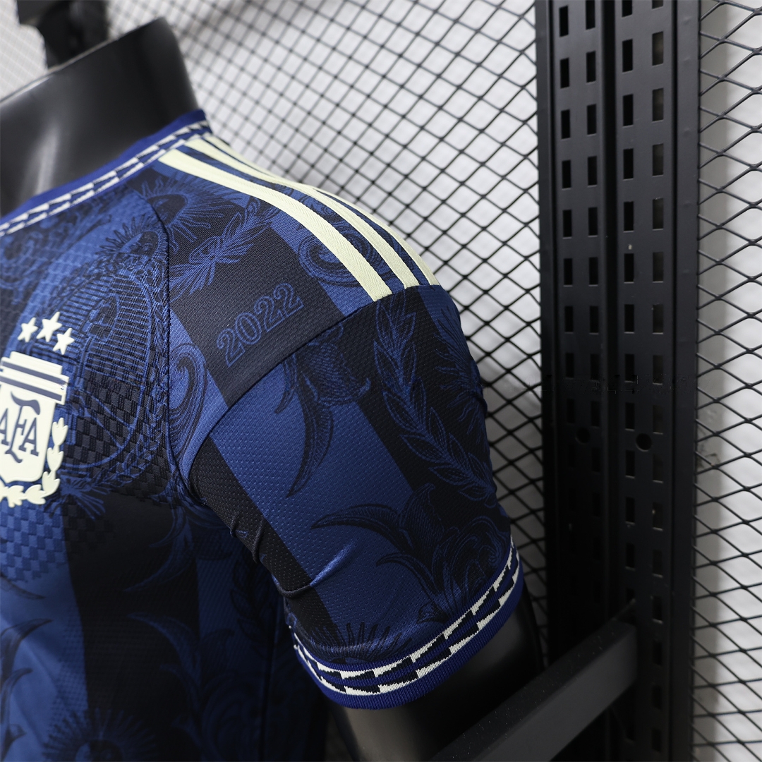 Argentina 2026 Dark Blue And Black Pattern Sun Special Edition Jersey - Player Version - UnitedFutballJersey