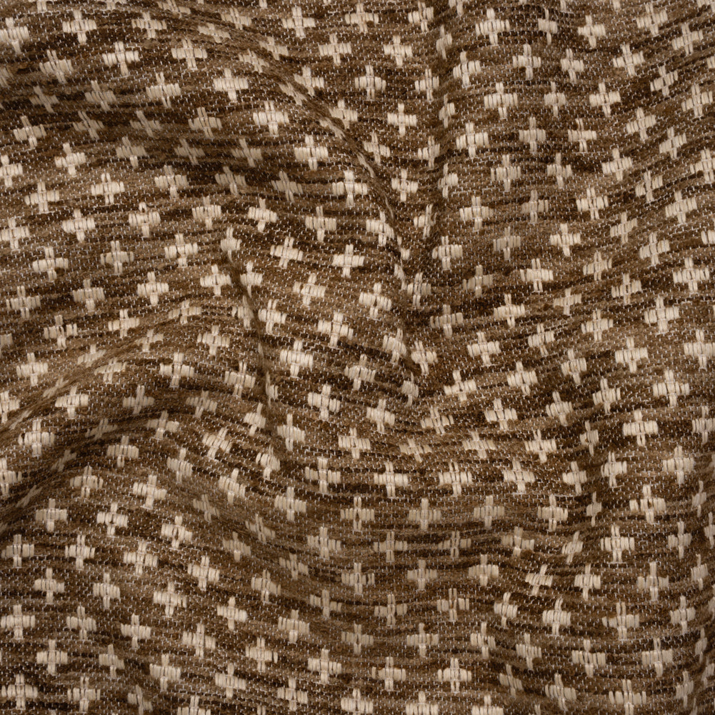 Polyester Boucle Home Decor Jacquard - Walnut Plus Signs - British Imported - Joann Fabrics