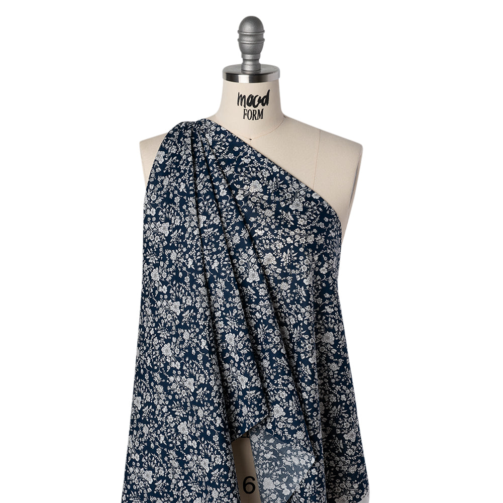 Liberty Fabrics Tana Lawn® - Summer Blooms Dark Blue - Navy and White Floral - Joann Fabrics