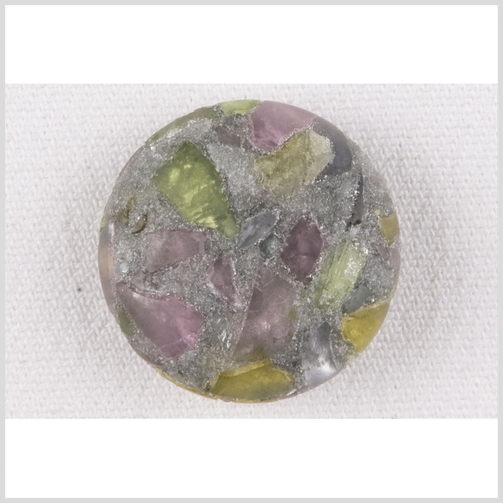 Plastic Shank Back Button - 36L/23mm - Domed Translucent Peridot, Lilac and Metallic Silver Mosaic - Joann Fabrics