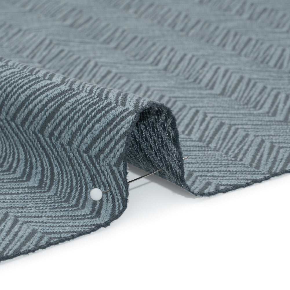 Herringbone Chevrons Recycled Polyester and Cotton Drapery Jacquard - Denim - British Imported - Joann Fabrics