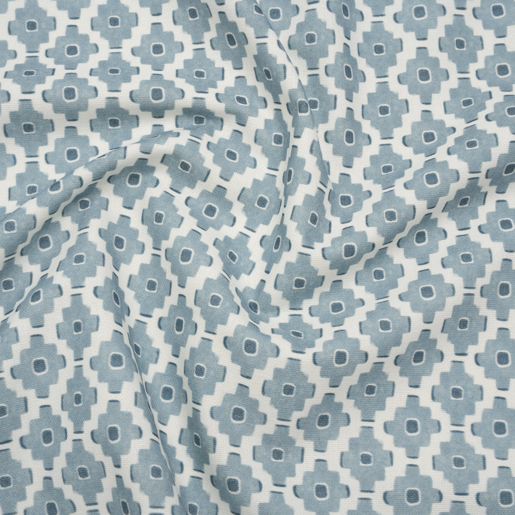 Brushed Cotton and Linen Canvas Print - Marine Small Geometric Diamonds - British Imported - Joann Fabrics
