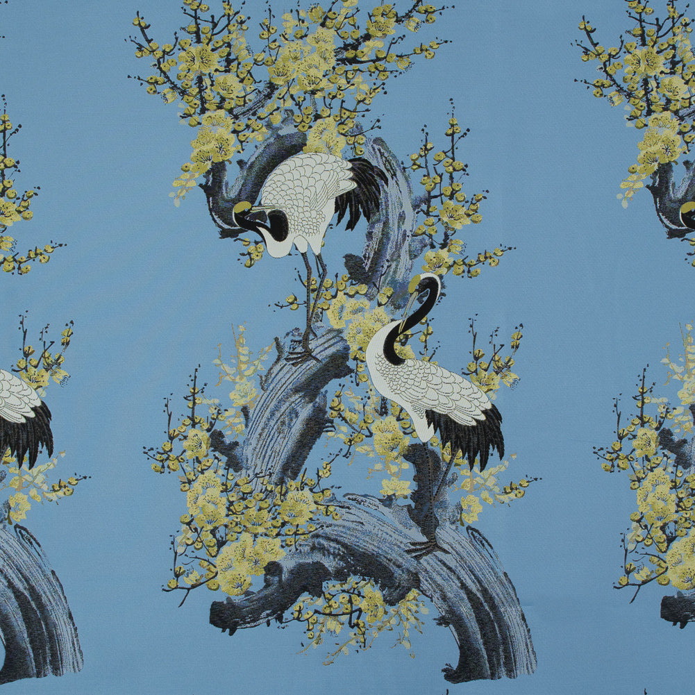 Blue and Green Crane Jacquard Panel - Joann Fabrics