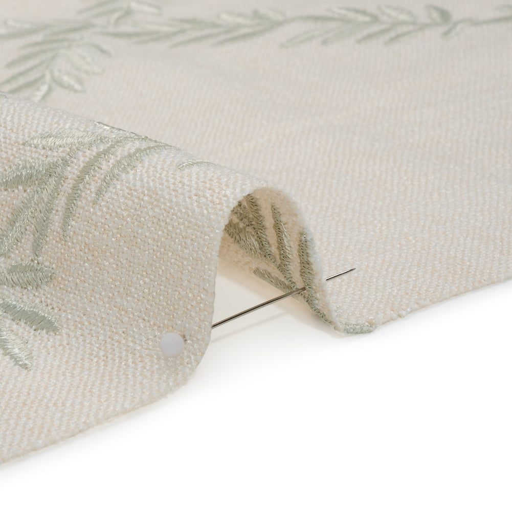 Embroidered Slubbed Drapery Woven - Sage Leafy Lattice - British Imported - Joann Fabrics