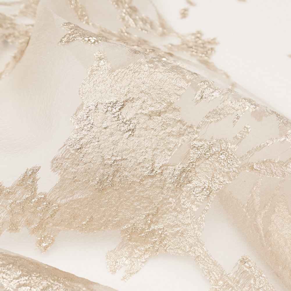Metallic Golden Egg and Warm Sand Abstract Luxury Organza Brocade - Joann Fabrics