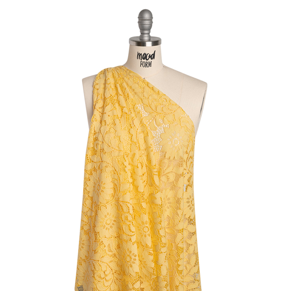 Nylon and Cotton Re-Embroidered Lace - Sunshine Yellow Floral - Designer Deadstock - Joann Fabrics