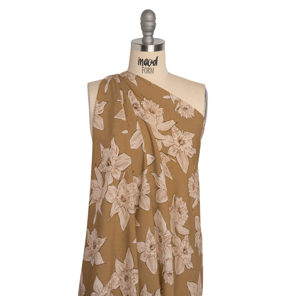 Viscose Crepe Print - Brown and Beige Floral - Mood Exclusive Dear Darling - Joann Fabrics