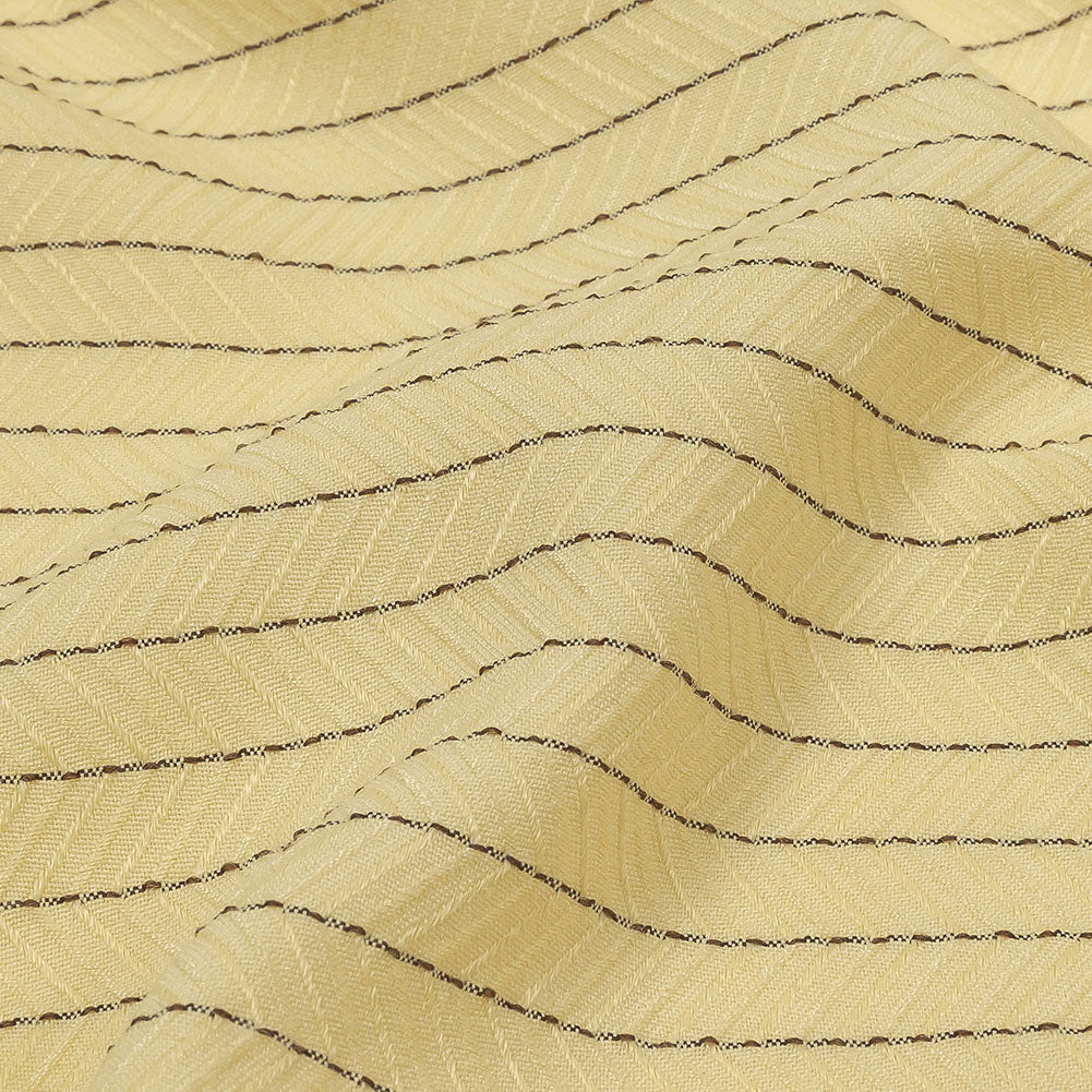 The Row Italian Banana and Brown Herringbone Stripe Viscose and Polyester Woven - Joann Fabrics