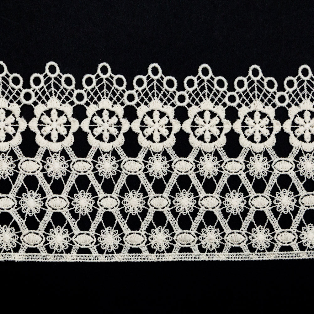 European Ivory Floral Venise Lace Trim - 4