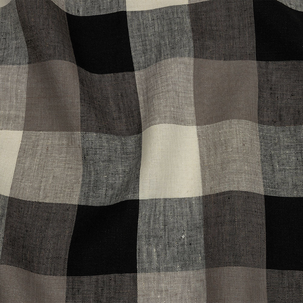 Black, Taupe and Cream Buffalo Check Medium Weight Linen Woven - Joann Fabrics
