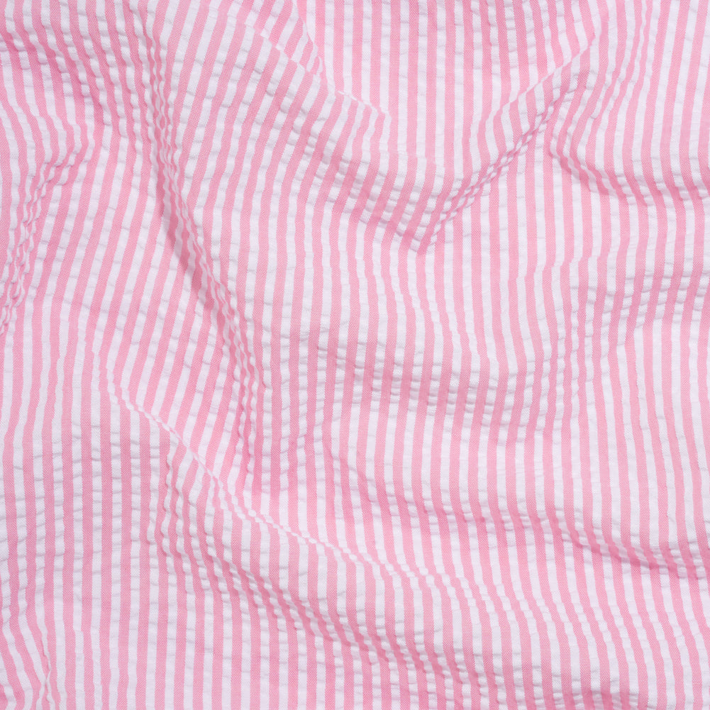Polyester and Cotton Seersucker - Bubblegum Pink and White Candy Stripes - Wylie Collection - Joann Fabrics