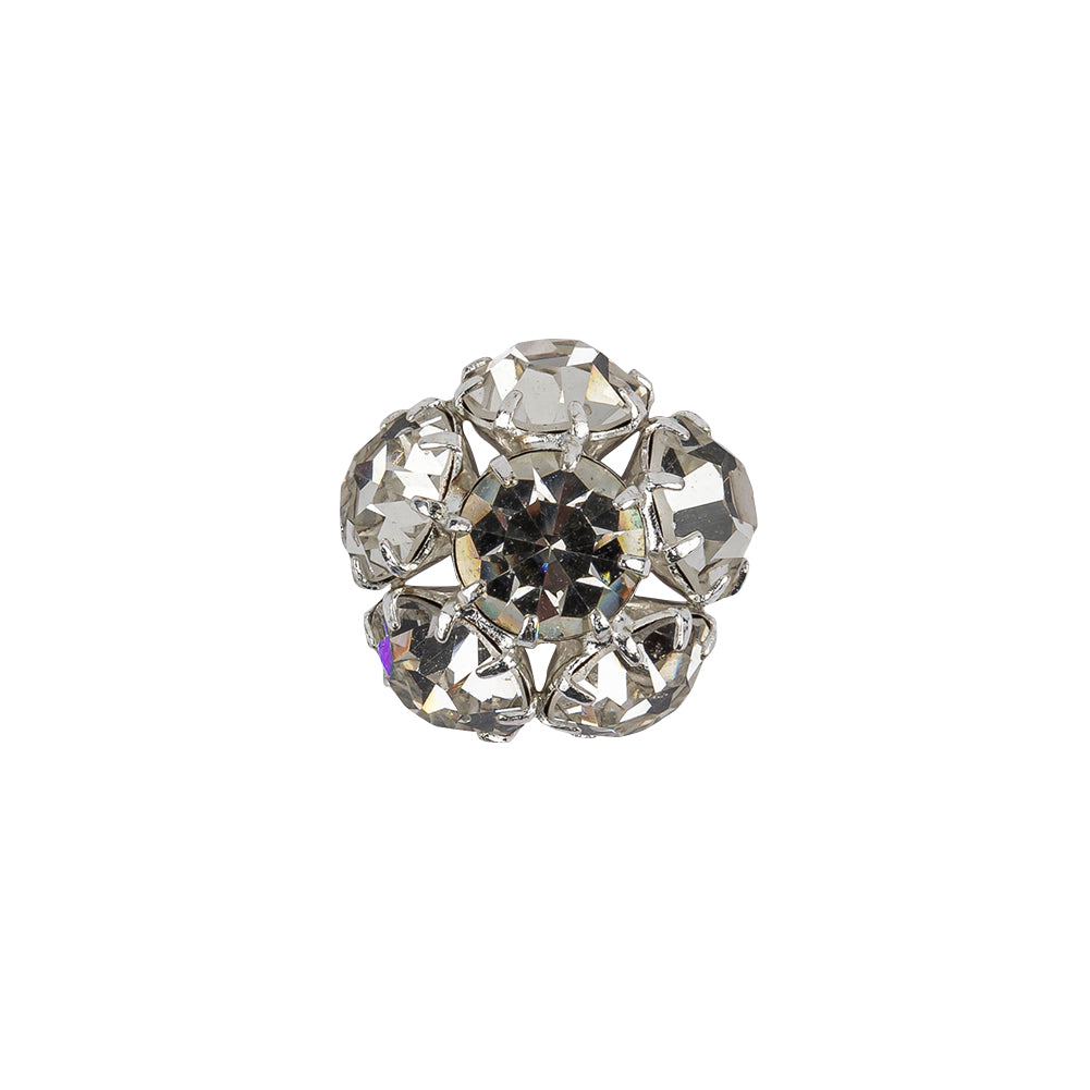 Vintage Swarovski Crystal Rhinestones and Silver Metal Floral Shank Back Button - 25L/16mm - Joann Fabrics