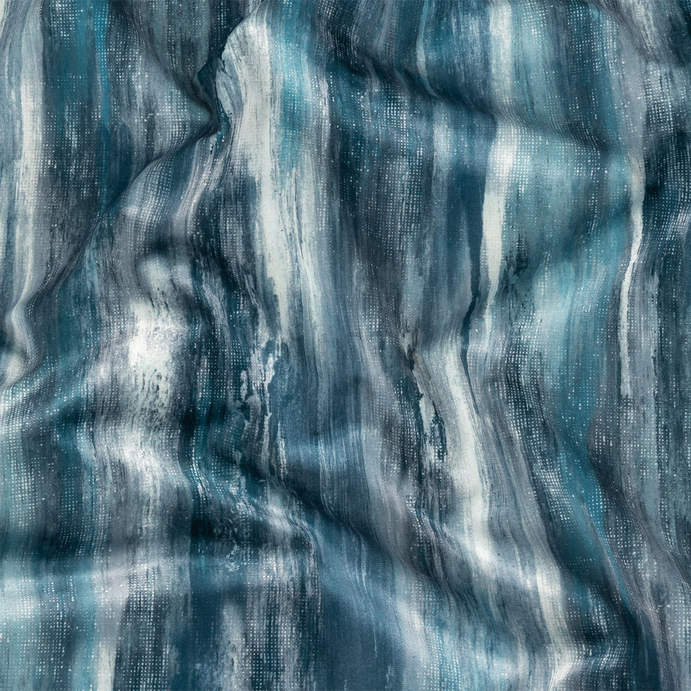 Polyester Knit Microvelvet Print - Indigo Brushstrokes - British Imported - Joann Fabrics