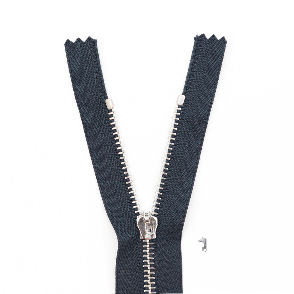 Mood Exclusive Italian Navy and Silver T3 Closed End Metal Zipper - 9
