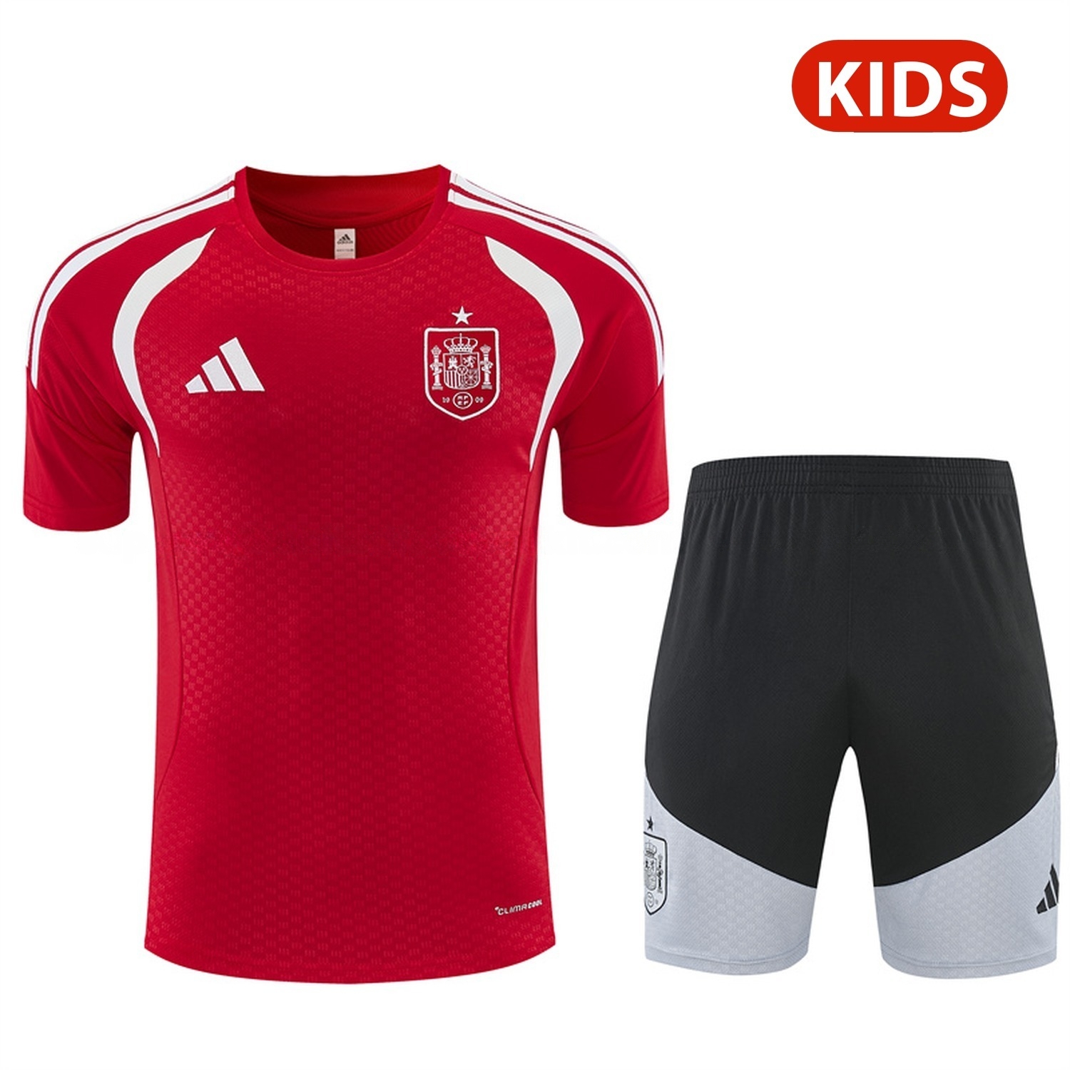 Spain 2026 Kids Short-Sleeve Training Set - Red Top & Black Shorts - UnitedFutballJersey
