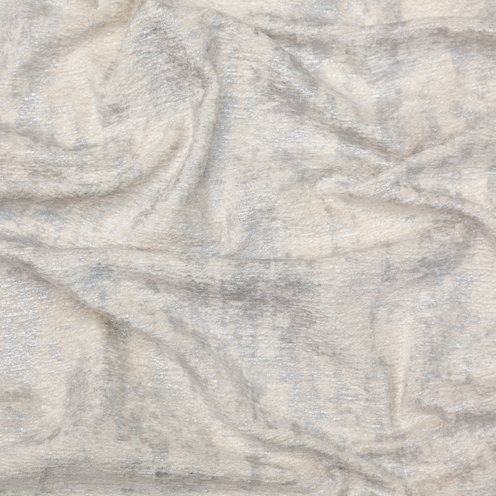 Cream Polyester Chenille with Metallic Silver Foil - Joann Fabrics