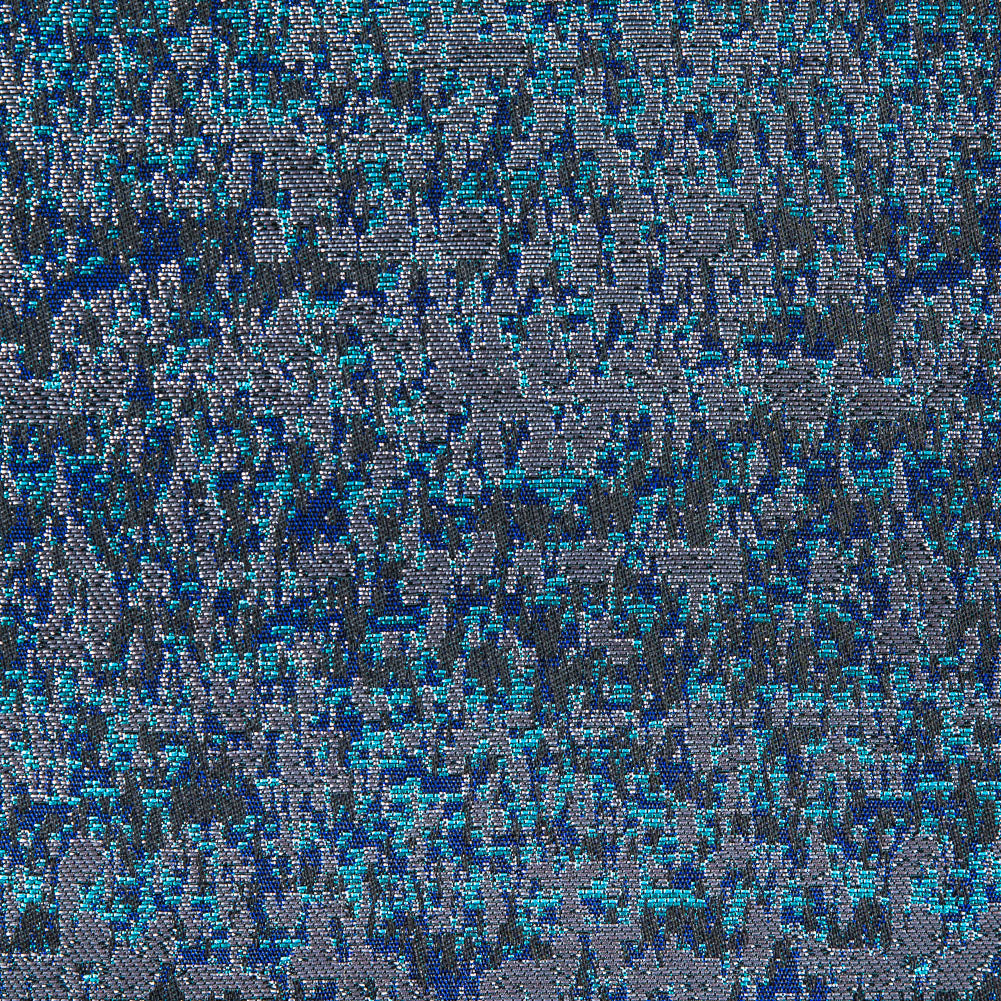 Metallic Dazzling Blue, Tropical Green and Silver Abstract Brocade - Joann Fabrics