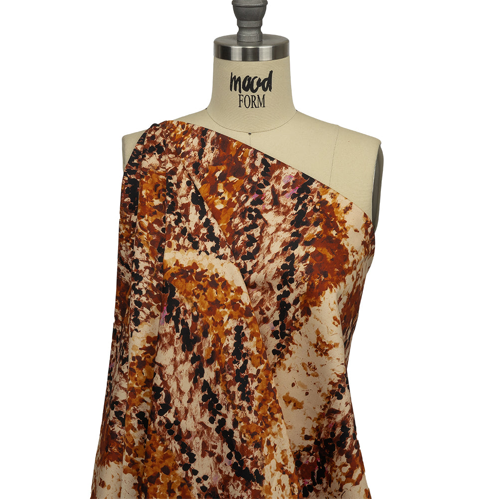 Stretch Cotton Sateen - Beige and Orange Abstract - Summit Sketches Print - Mood Exclusive Rockland Collection - Joann Fabrics