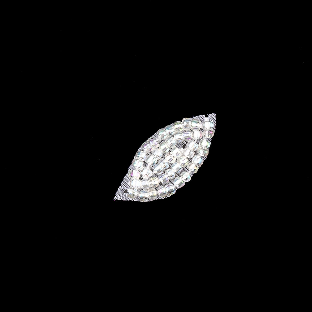 Vintage Pastel Iridescent Beaded Tiny Leaf Applique - 0.875