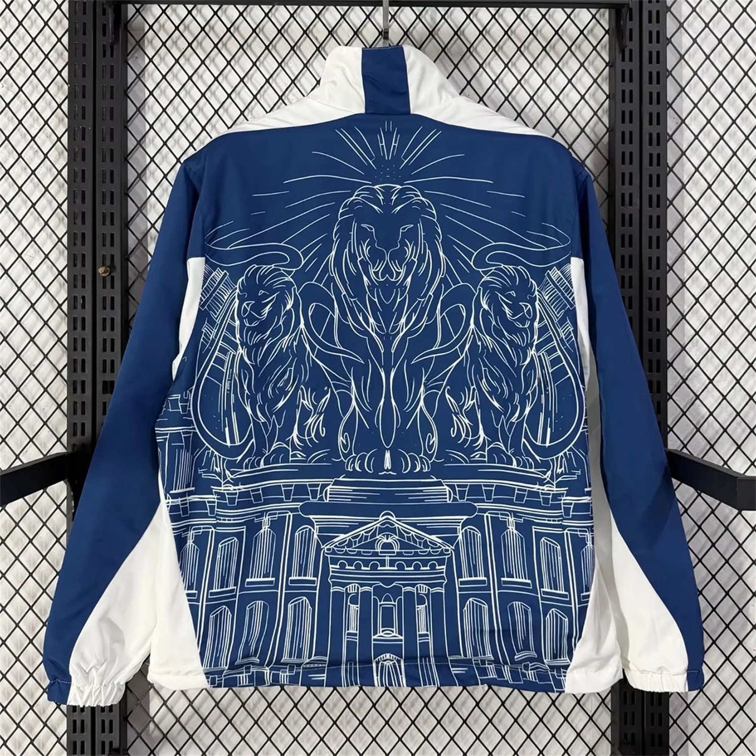 England 2026 Retro Style Windbreaker Jacket - Blue And White - UnitedFutballJersey