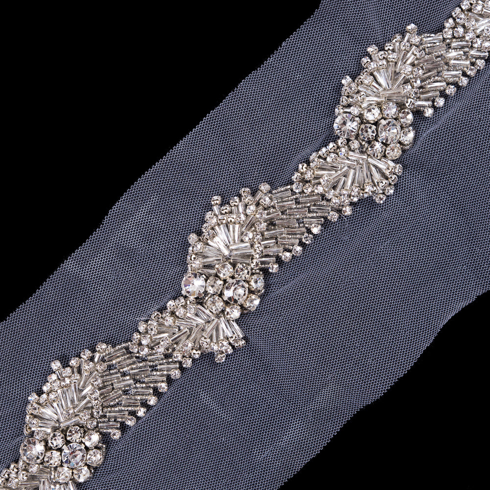 Silver Fancy Rhinestone Trim - 1.5